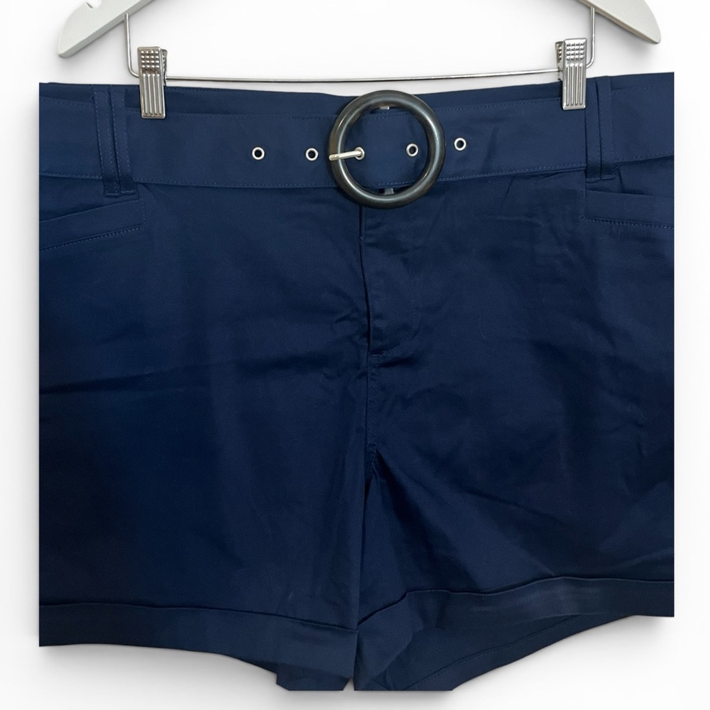 Torrid Navy Sateen Shorts with Round Buckle